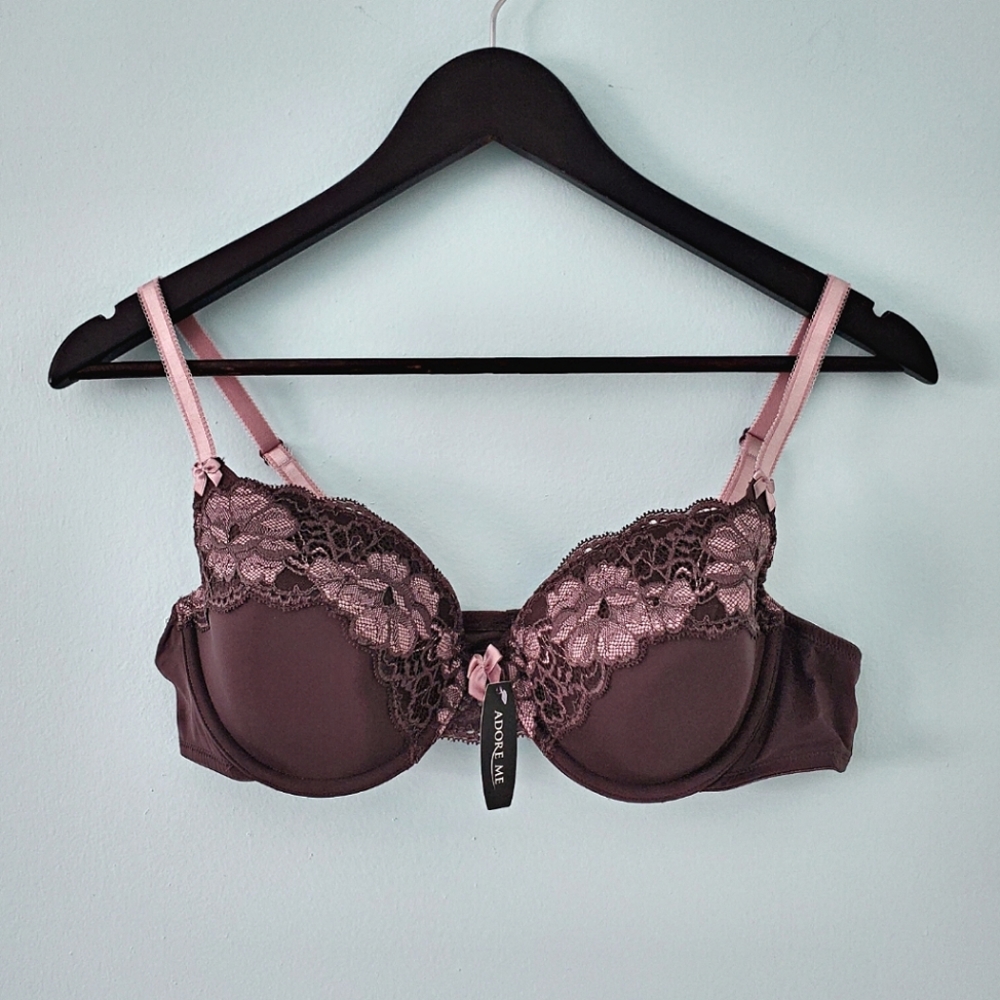 NWT Sweet Dark Plum Bra with Lace Details